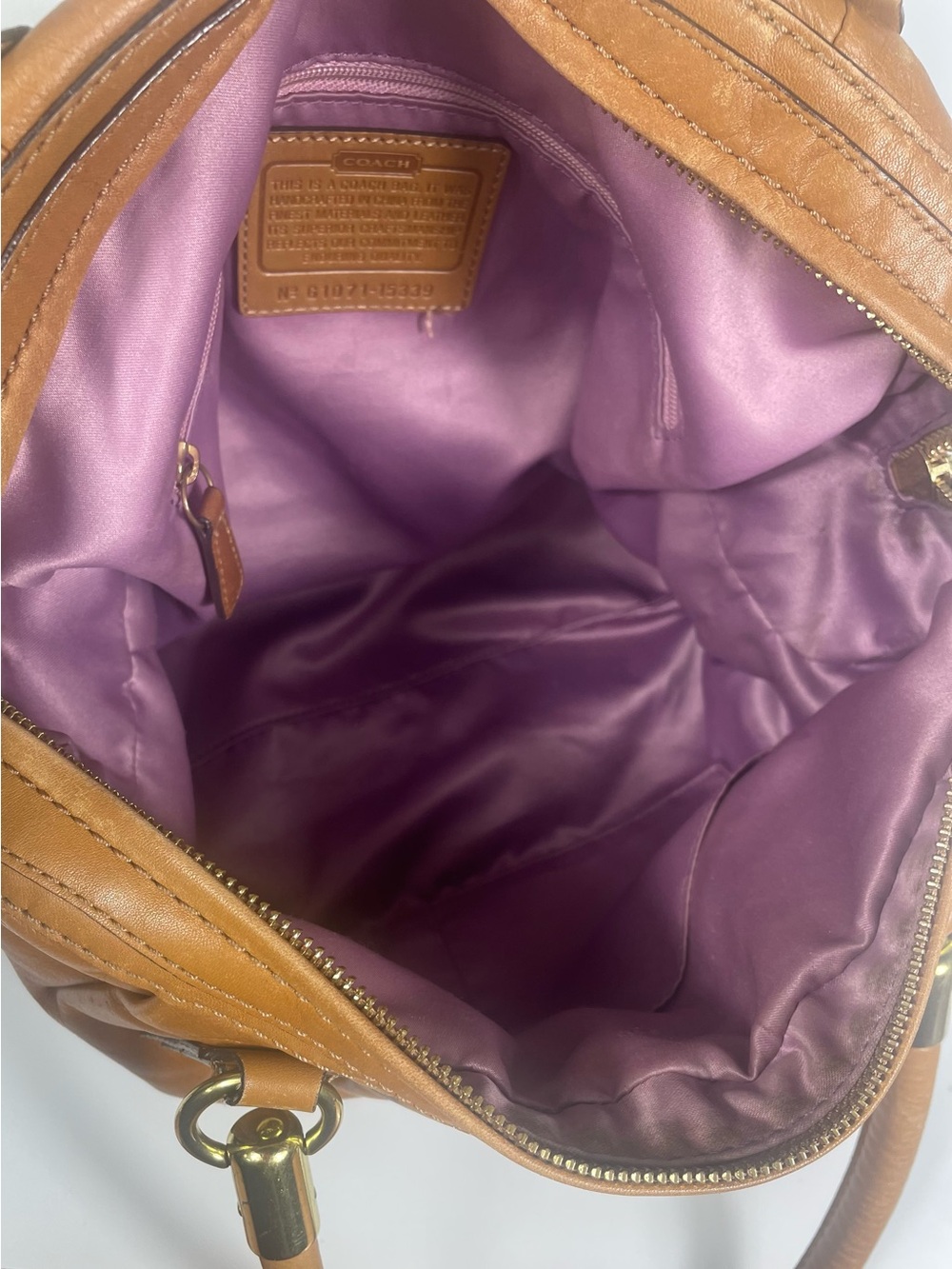 Authentic Coach Kristin Brown Pleated Leather Satchel - Picture 3 of 14